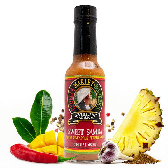 Smilin Island Sweet Samba Hot Sauce, Pineapple Mango Habanero, Caribbean Sweet Heat Sauce, 5 fl oz