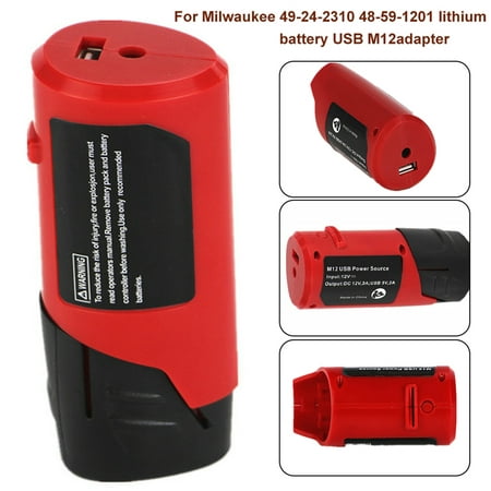 

Yirtree DC 12V USB Battery Converter Adapter for Milwaukee 49-24-2310 48-59-1201 M12