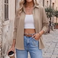 thumbnail image 5 of VJGBEGW Women Dressy Long Sleeve Button Down Shirts Business Casual Outfit Lightweight Blouse Tops Khaki XL, 5 of 5