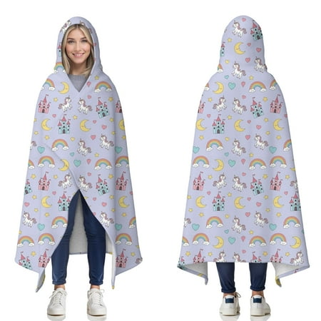 Wearable Blanket Purple Cartoon Unicorn Castle Rainbow Moon Heart Hooded Wearable Sherpa Blanket for Adults & Teens Winter Poncho Shawl Wrap Cape Thick Warm 60 x80 Wearable Blanket Purple Cartoon Unicorn Castle Rainbow Moon Heart Hooded Wearable Sherpa Blanket for Adults & Teens Winter Poncho Shawl Wrap Cape Thick Warm 60 x80
