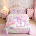 thumbnail image 2 of Manfei Cartoon Floral Unicorn Queen Comforter Set 3 Pieces,Cute Rainbow Animal Comforter Sets Queen,1 Comforter and 2 Pillowcases,Reversible, 2 of 6
