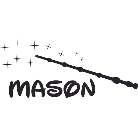 Magic Wand Wizard Wands Cartoon Customized Wall Decal - Custom Vinyl Wall Art - Personalized Name - Baby Girls Boys Kids Bedroom Wall Decal Room Decor Wall Stickers Decoration Size (15x30 inch)