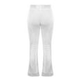 thumbnail image 5 of Lenpel Women's Velvet Flare Leggings High Waisted Drawstring Bell Bottom Wide Leg Yoga Pants Dressy Casual Velour Pants(White,Medium), 5 of 5