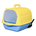 thumbnail image 1 of TISHITA Hooded Cat Litter Box Fully Enclosed Cat Toilet Portable with Front Door Kitten Handheld Blue Yellow, 1 of 8