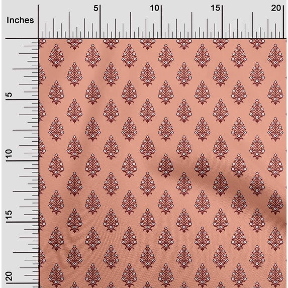 oneOone Georgette Viscose Peach Fabric Leaves & Floral Block Diy Clothing Quilting Fabric Print Fabric By Yard 42 Inch Wide