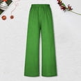 thumbnail image 5 of Arlun Womens Wide Leg Flowy Drawstring Palazzo Linen Pants Summer Beach Casual Elastic High Waisted Loose Trousers Soft Lightweight Breathable Leisure Pant Green S, 5 of 5