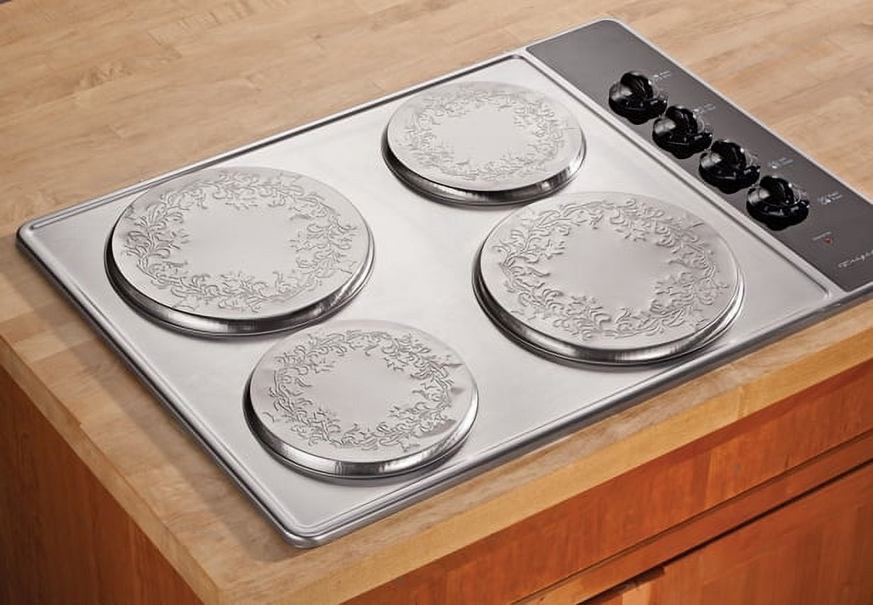 Range Kleen 4 Piece Round Embossed Black Burner Covers 