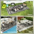 thumbnail image 4 of Outsunny Outdoor Patio Rug, Large Camping Carpet with Carrying Bag, 9' x 18' Waterproof Plastic Straw, Reversible, Black & White Square Patchwork, 4 of 9