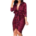 thumbnail image 1 of Pompotops Robe Professionnelle pour Femmes à Col en V à Manches Longues Imprimée Robe Chemise Bandage, 1 of 1