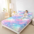thumbnail image 4 of Homewish Children Teens Girls Ocean Mermaid 4pcs Bed Sheets,Abstract Gradient King Sheets,Dreamy Princess Super Cozy Sheet Set,Microfiber Bedroom Decor, 4 of 7