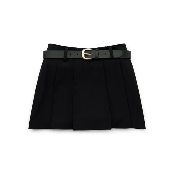 Weekend Academy Girls Pleated Mini Skirt with Removable Belt and Built-In Shorts, Sizes 4-18