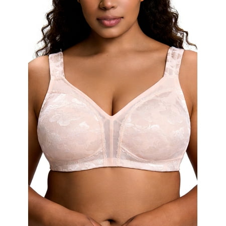 Deyllo Women Plus Size Seamless Bras Full-Figure Minimizer Bra Push Up Non Padded Pink Bras Clothes-Size 38D