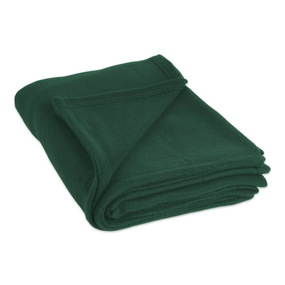 DII Luxury Fleece Blanket, Full/Queen, 90x90", Dark Green
