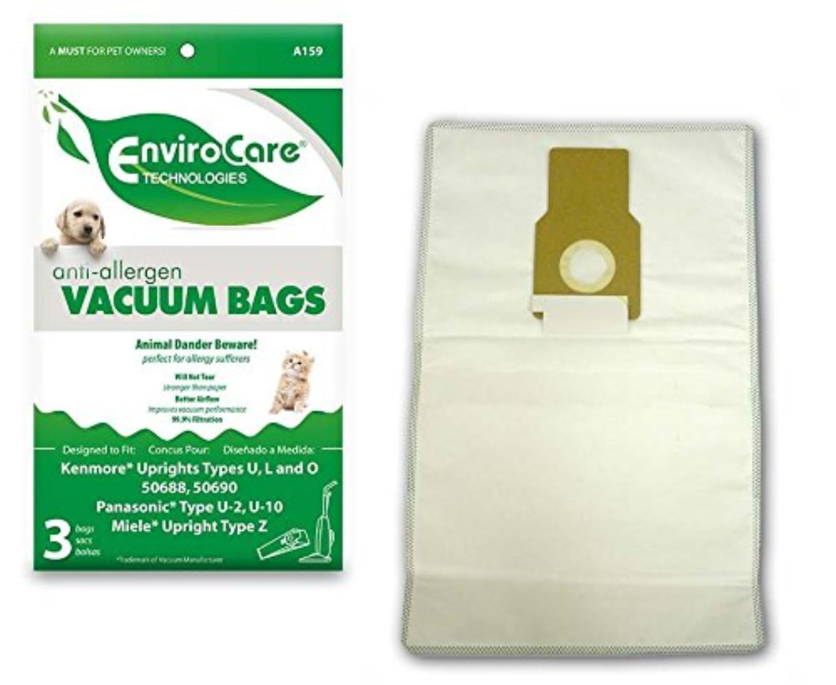 Allergy Upright Cloth Vacuum  Bag Kenmore O 20-50690 50688 U2 U10 Miele Z 3/pkg 