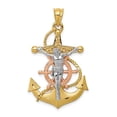 thumbnail image 5 of 14k Gold Tri-Color Solid Mariners Cross Charm Pendant, 5 of 7