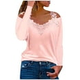 thumbnail image 1 of Pompotops Mode Blouse Décontractée à Manches Longues en Dentelle Col en V pour Femmes en Solde, 1 of 6