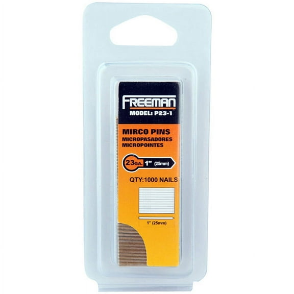 Freeman P23-1 23-Gauge 1" Glue Collated Headless Micro Pins (1000 Count)