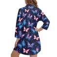 thumbnail image 2 of Xoenoiee Butterfly Star Print Women's Swimsuit Coverup Button Down Bathing Suit Cover Ups Loose Cover Up Button Cuffs Beach Dress Shirt for Swimwear, 2XL, 2 of 7