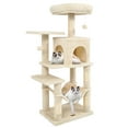 thumbnail image 1 of Costway 44" Tall Multi-level Cat Tree with Cushion Top Perch, 2-Entrance Large Cat Condo Beige, 1 of 10