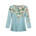 thumbnail image 5 of Abcomgle Long Sleeve T Shirts for Girls 10-12 Casual Vintage Floral Print Crewneck Tshirts for Girls Winter Basic Top for Girls Loose Girls Sweatshirts,8-9Years,Sky Blue, 5 of 5