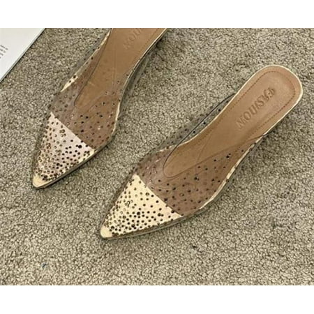 

2020 HOT Pointed Toe Clear Sandals Women s Sandals Summer Slippers Pvc Transparent Flats Crystal Wedding Jelly Sandals