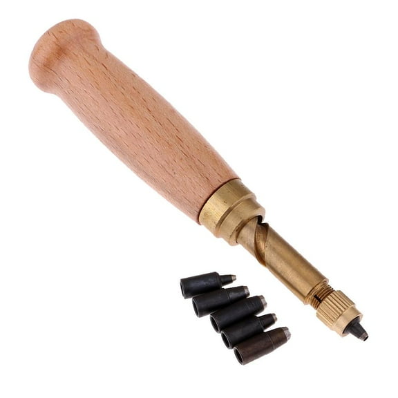 6 Pieces 1.5 - 4mm Automatic Belts Punch Replaceable Tip Long Mute Rotary Punching Leather Punchers Bookbinding Drill