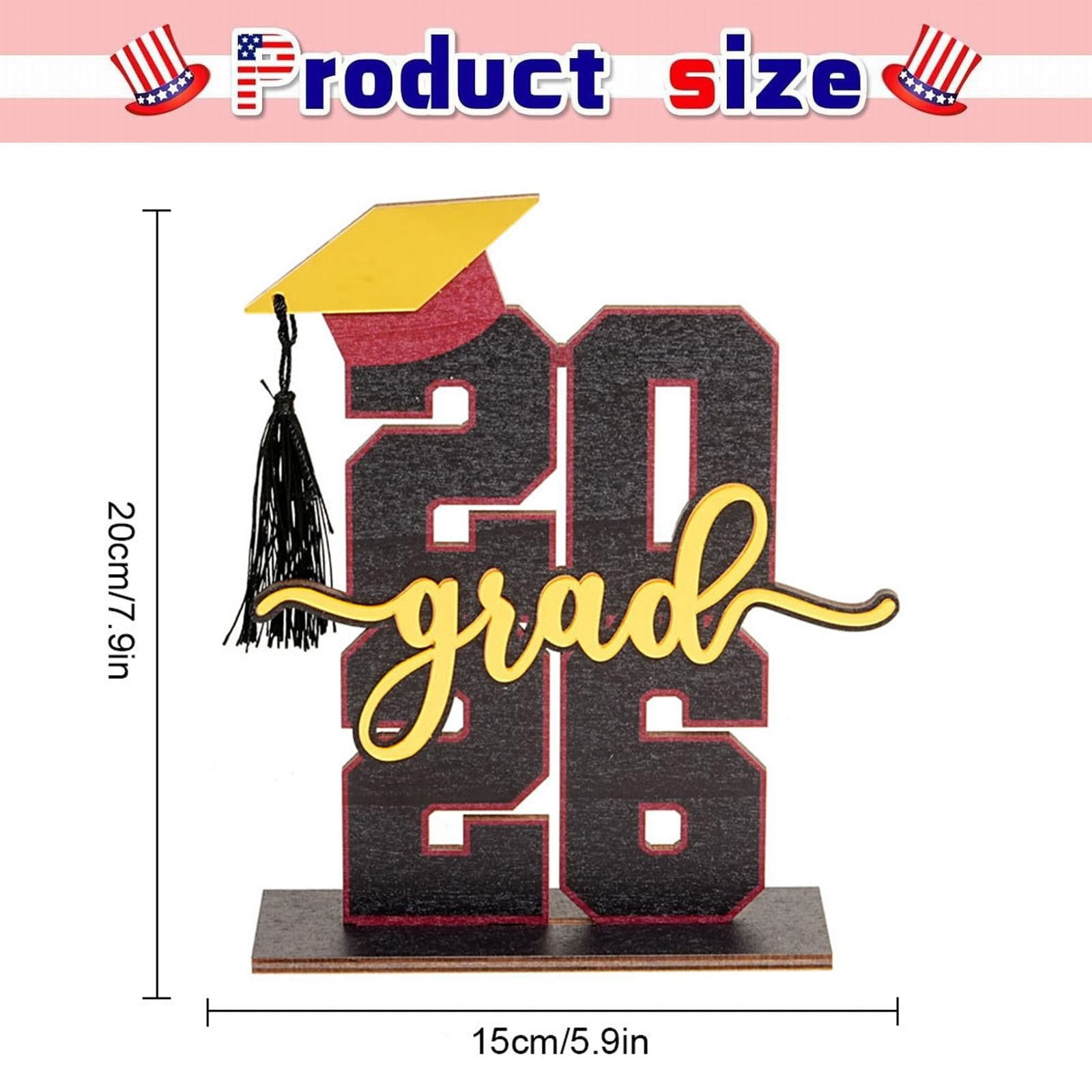 ERTZAE Graduation Wooden Centerpieces,Grad Home Table Decor,Grad Light Up Marquee,Event Decor,Black & Gold Graduation Ornament 2026 8x6Inch,Senior Class of 2026 Desk Decor for High School & College