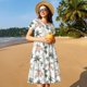 thumbnail image 4 of Balery Vintage Palm Trees Vestidos sueltos de manga corta para mujer, vestidos de verano 2025, vestidos casuales de corte A con vuelo., 4 of 6