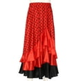 thumbnail image 5 of Doomiva Kids Girls Polka Dots Layered Ruffle Flamenco Skirt Spanish Folklorico Gypsy Full Circle Belly Dance Skirt Red 6, 5 of 7