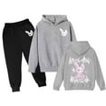 thumbnail image 2 of Girls Two Piece Outfits Size 10-12 Graphic Long Sleeve Hoodie Pullover Tops Sweatsuit Pants Trendy Children Fall Clothes for Girls, 2 of 4