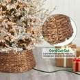 thumbnail image 4 of Ayieyill 26in Woven Hyacinth Christmas Tree Collar, Christmas Tree Decorations, Tree Skirt Accessory w/ Cord Cut-Out, Brown, 4 of 8