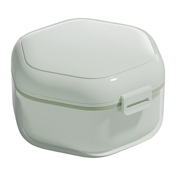 Ladaidra Brown fhgksm Denture Bath Box Cup with Strainer Basket Storage Container for Retainers