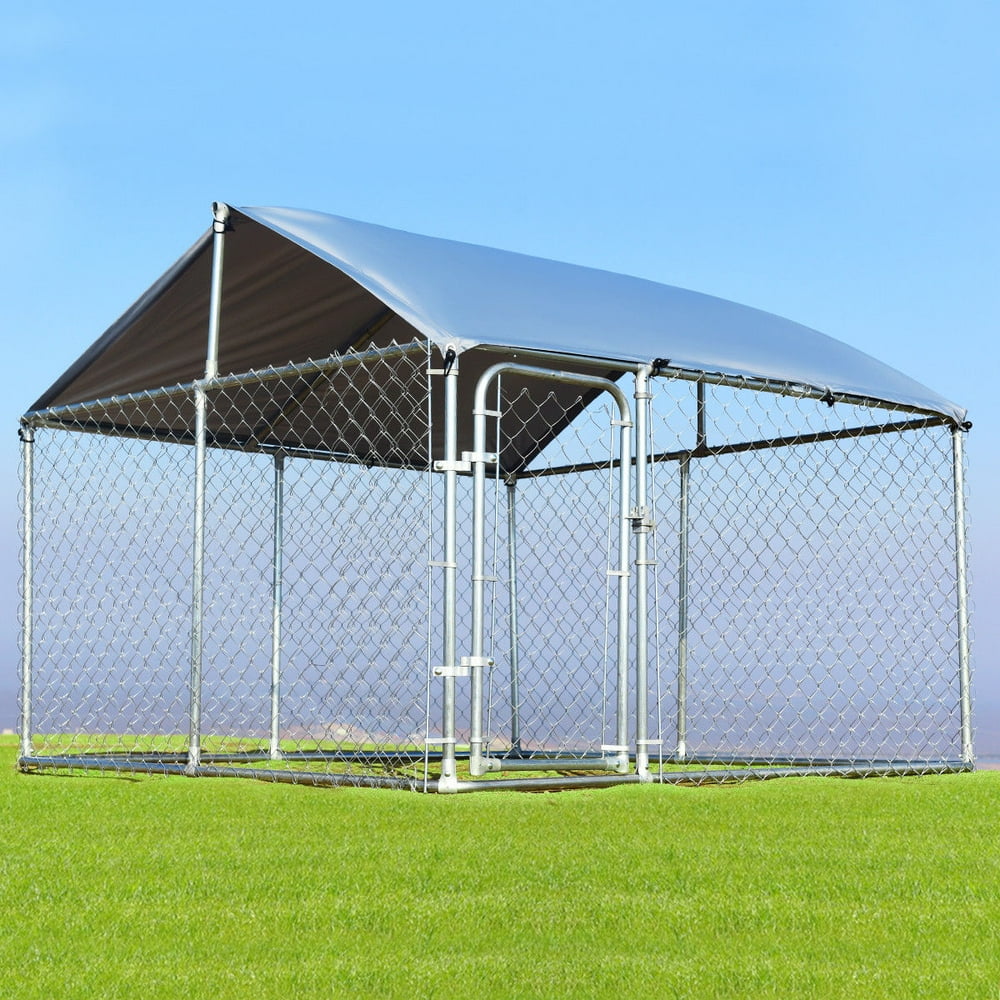 Gymax Large Pet Dog Run House Kennel Shade Cage 7.5' x7.5' Roof Cover