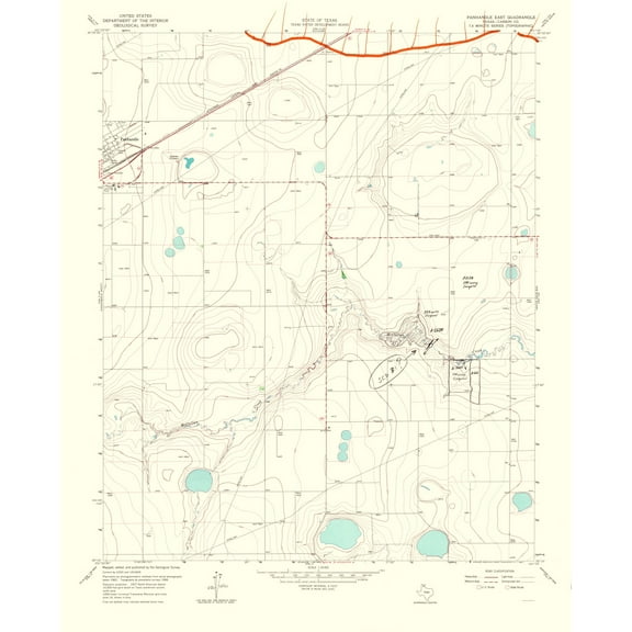 Topographical Map - Panhandle Texas East Quad - USGS 1967 - Vintage Wall Art