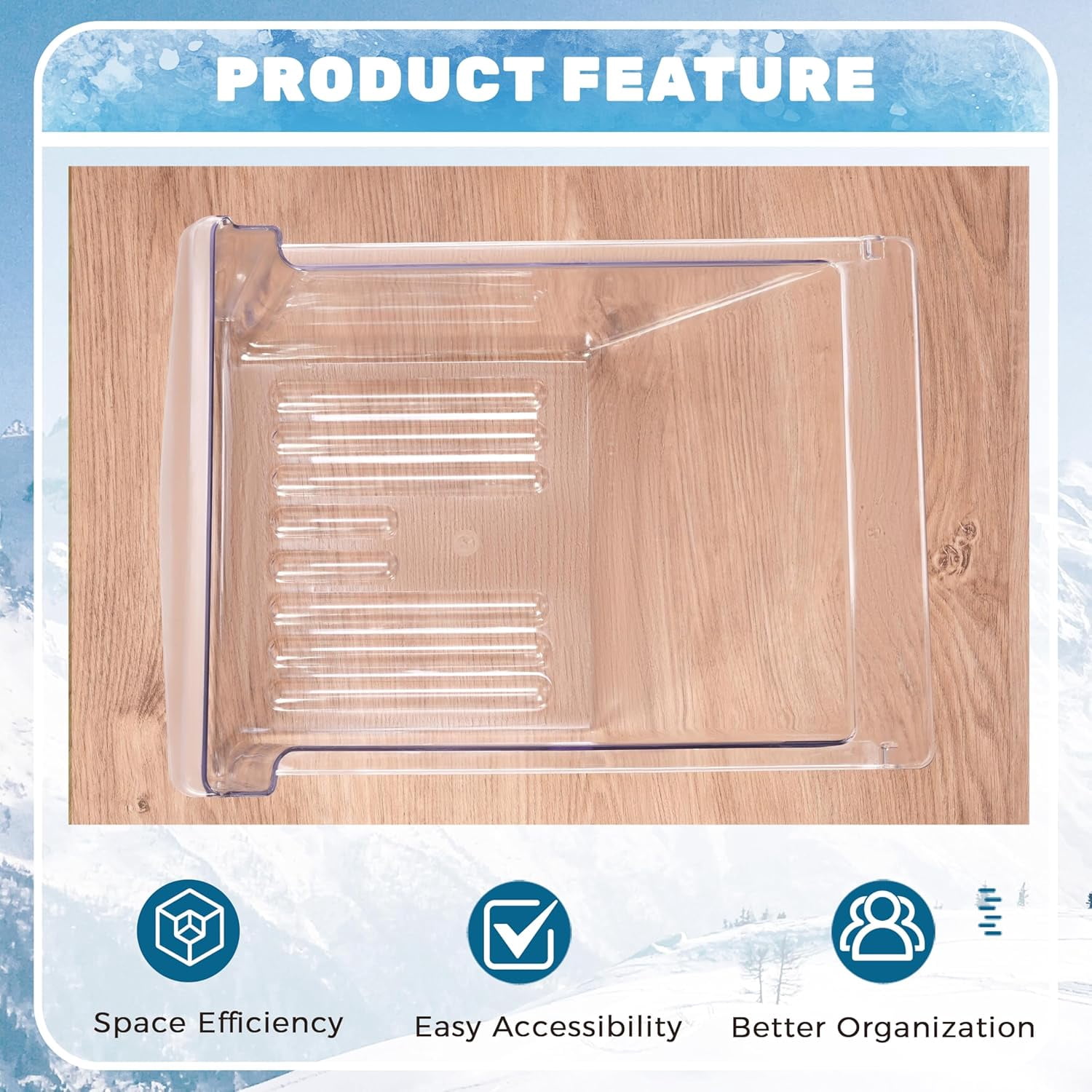240364503 Crisper Drawer Compatible with Frigidaire Refrigerator Freezer 240364502 240364505 240364507 Meat Pan Crisper Bin Plastic (PC) Replacement Only Clear