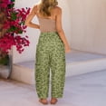 thumbnail image 4 of Women's Cotton Linen Pants Elastic Waist Casual Leopard Print Vacation Barrel Trousers with Pockets, 4 of 8