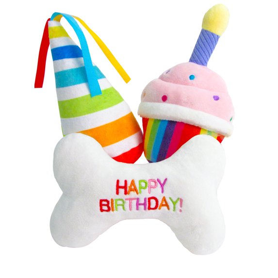 TONBO Birthday Party Combo Crinkle Plush Dog Toy, 3 Count