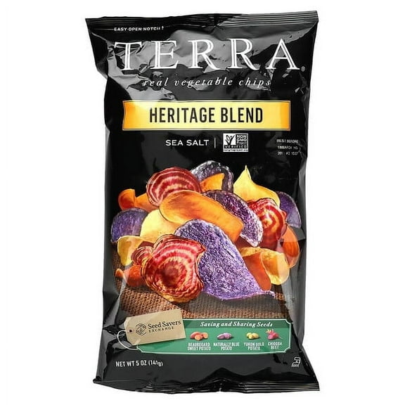 Terra, Real Vegetable Chips, Heritage Blend, Sea Salt, 5 oz Pack of 4