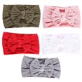 thumbnail image 1 of 5pcs/lot Print Hair Bow Baby Girl Headband Cable Knit Nylon Turban for Children Newborn Headwear for Babies Hair Accessories, 1 of 4