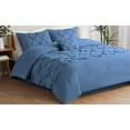 thumbnail image 3 of 3 Piece New Half Pinch Pleated Pattern Comforter Set, 800 TC, 100% Egyptian Cotton, Full/Queen Size Medium Blue Solid, 3 of 6