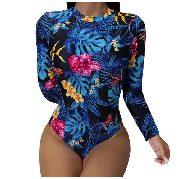 JINMGG Summer Womens Plus Size Clearance Women Fashion Bikini Print One-piece Swimsuit Swimwear Beachwear Set Navy L