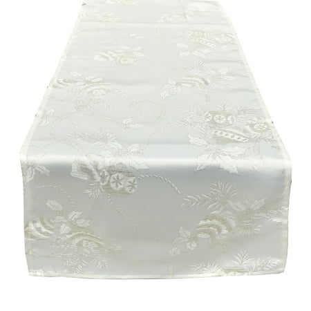 

Fennco Styles Royal De Noel Holiday Design Jacquard Table Runner (16 x72 Ivory)