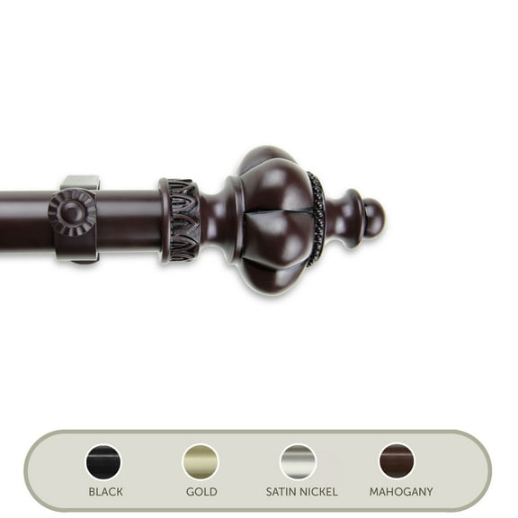 Domovina Luster 1" Single Curtain Rod-Color:Mahogany,Size:66"-120"