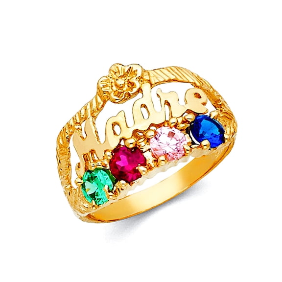 14k Yellow Gold Cubic Zirconia Mothers Ring Size 7 Ring for Women - 4.8 Grams