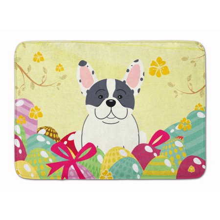 Easter Eggs French Bulldog Piebald Machine Washable Memory Foam Mat
