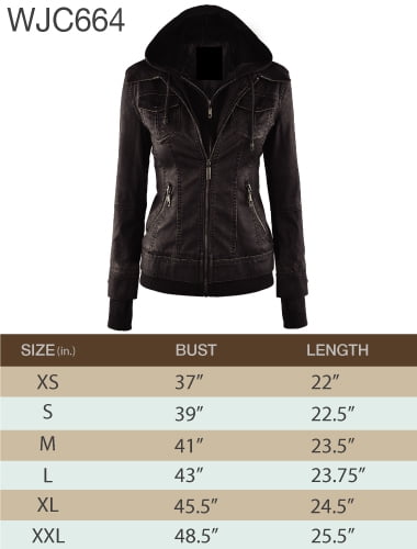 Made by Johnny Women's Faux Leather Jacket with Hoodie XS COFFEE