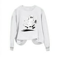 thumbnail image 4 of Womens Halloween Crewneck Sweatshirt Long Sleeve Loose Ghost Shirts Fashion Trendy Pullover Fall Clothes Black, S, 4 of 6