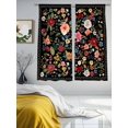 thumbnail image 4 of Sheer Curtains 63 Inches Long, Watercolor Flowers Light Filtering Window Curtains for Living Room/Bedroom, Farmhouse Floral Vintage Black Rod Pocket Voile Sheer Curtain Drapes, 52"W x 63"L, 2 Panels, 4 of 8