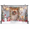 thumbnail image 5 of 6x4ft Christmas Wooden Door Photography Backdrop Winter Xmas Tree Colorful Ball Candy Snow Photography Backdrop Snow Banner Party Decor Photo Backdrops New Year Kids Photo Booth Props Background, 5 of 5