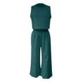 thumbnail image 4 of GILIGEGE Two Piece Sets for Women Summer Women Linen Set Casual 2 Piece Outfits Matching Set Summer Solid Color Sleeveless Crop Top Wide Leg Pants Suits Mint Green Xxl, 4 of 4